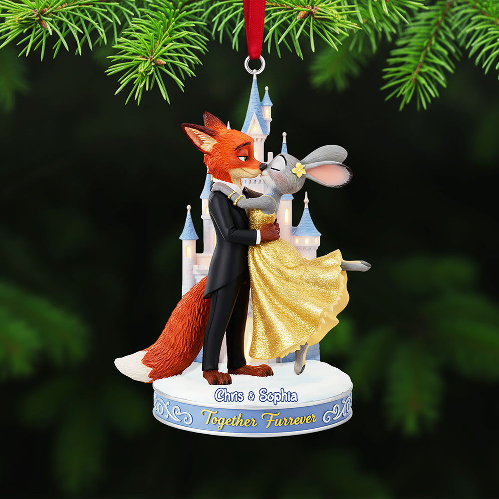 Together Fur-ever Zootopia Gift for Couples Custom Name Christmas Acrylic Ornament