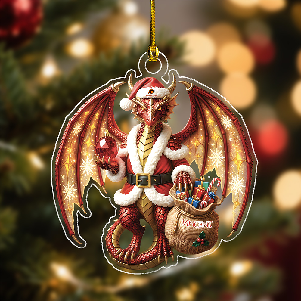 Personalized Dragon Gift for Family, Friends, and Collectors Vers 2 Custom Name Christmas Acrylic Ornament