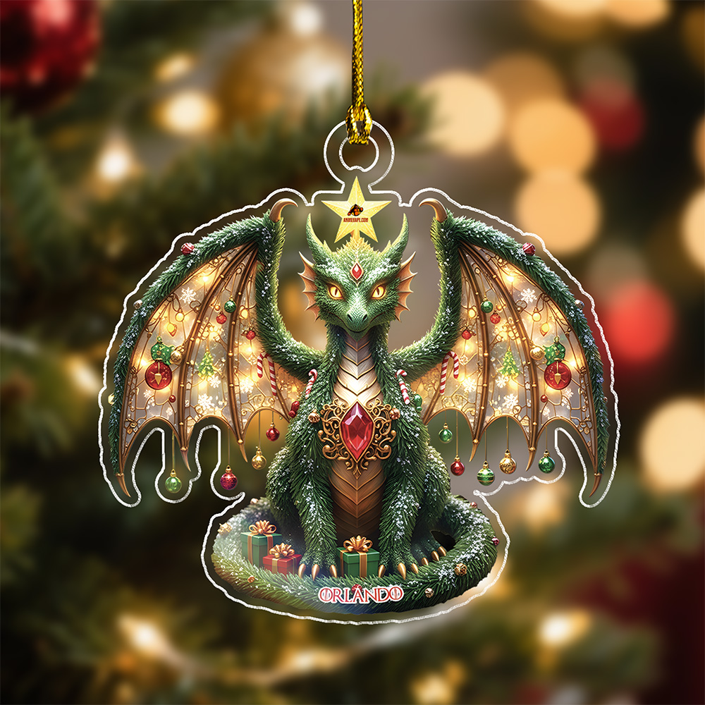 Personalized Dragon Gift for Family, Friends, and Collectors Vers 1 Custom Name Christmas Acrylic Ornament