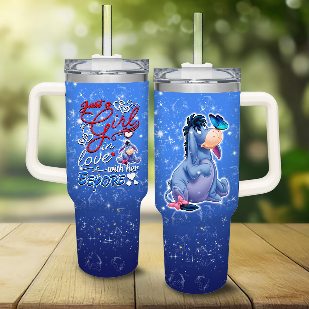 Disney Winnie the Pooh Just A Girl In Love With Her Eeyore Large Tumbler