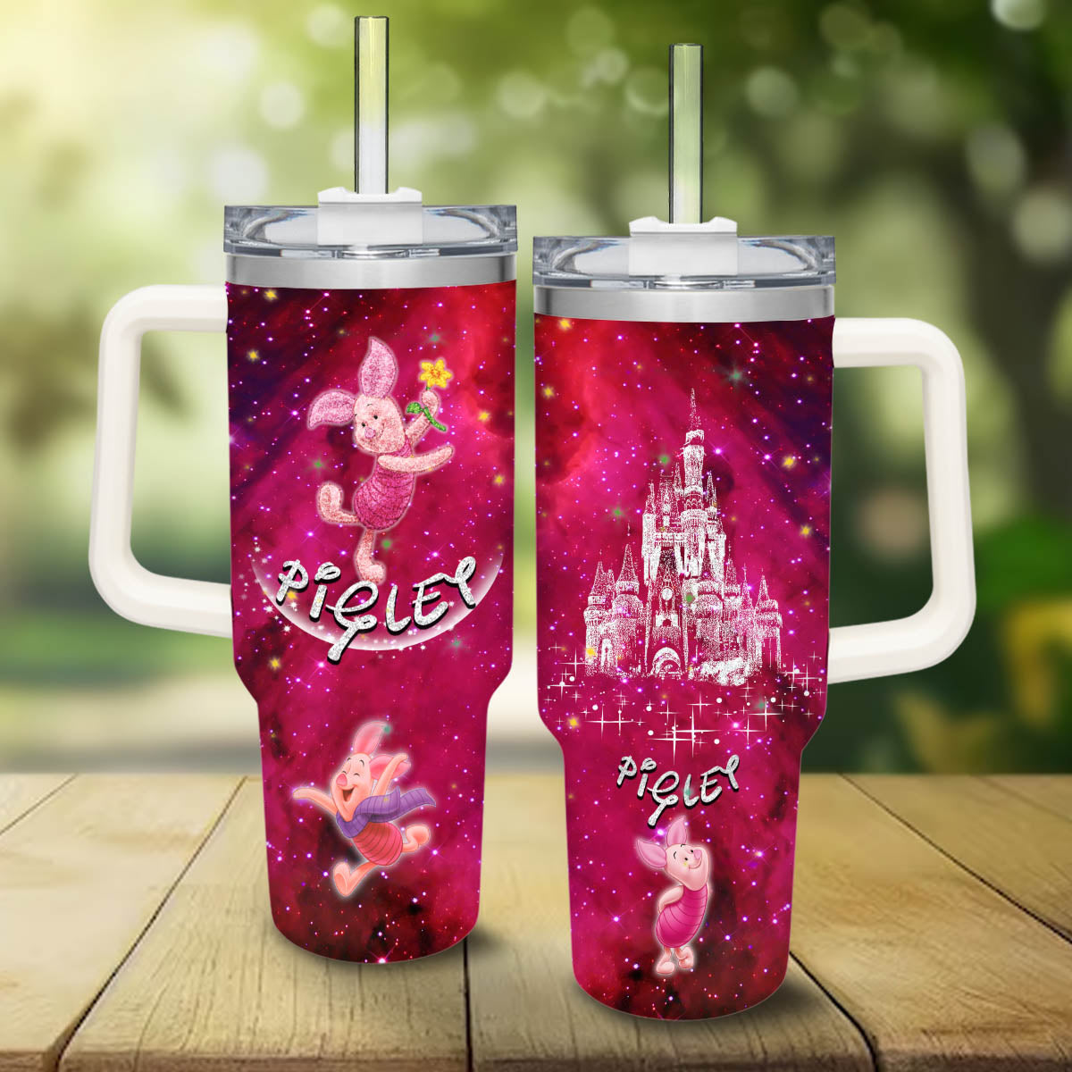 Disney Winnie the Pooh Piglet Disney Castle Galaxy Large Tumbler