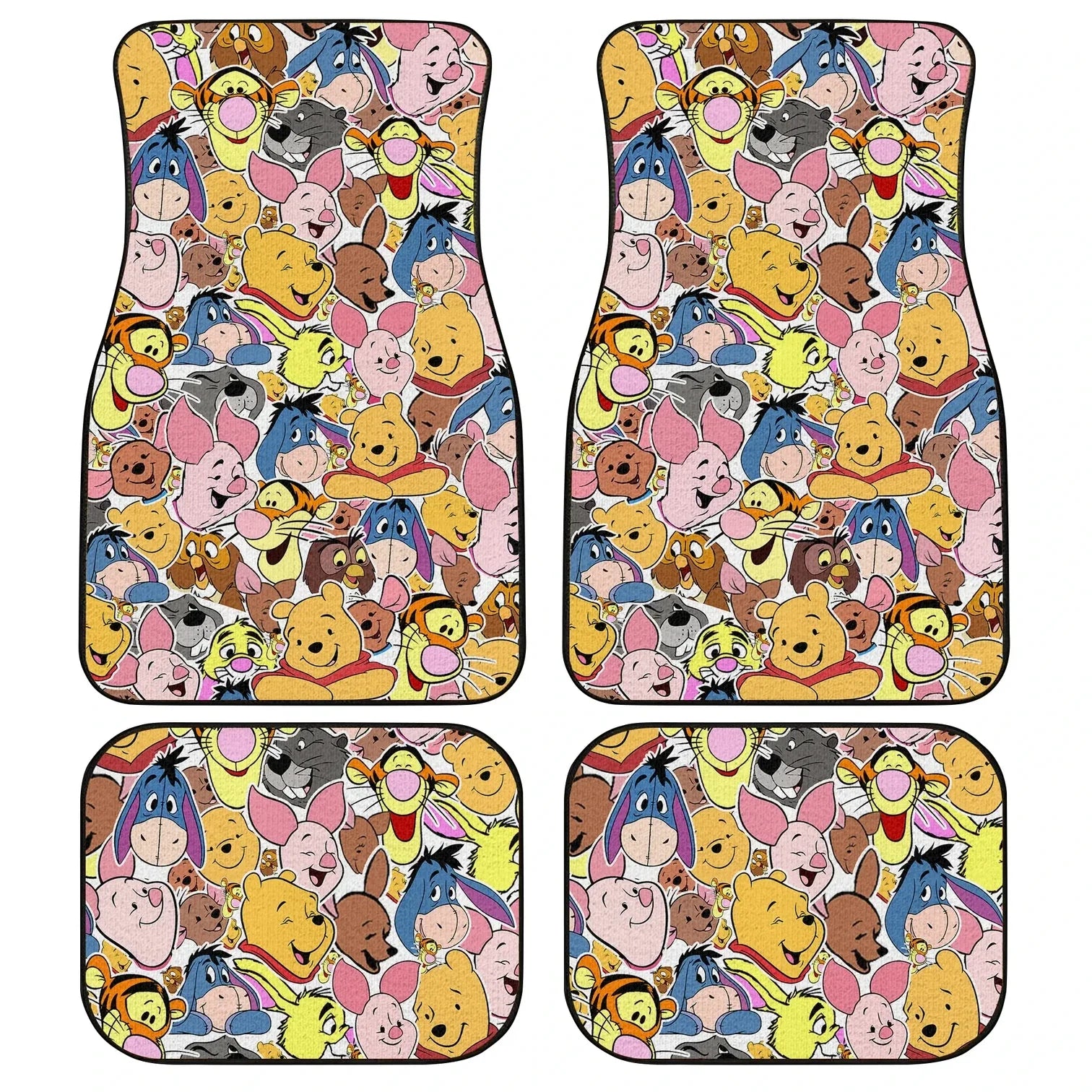 Winnie The Pooh Car Mats Winnie The Pooh Characters Doodle Pattern Car Floor Mats