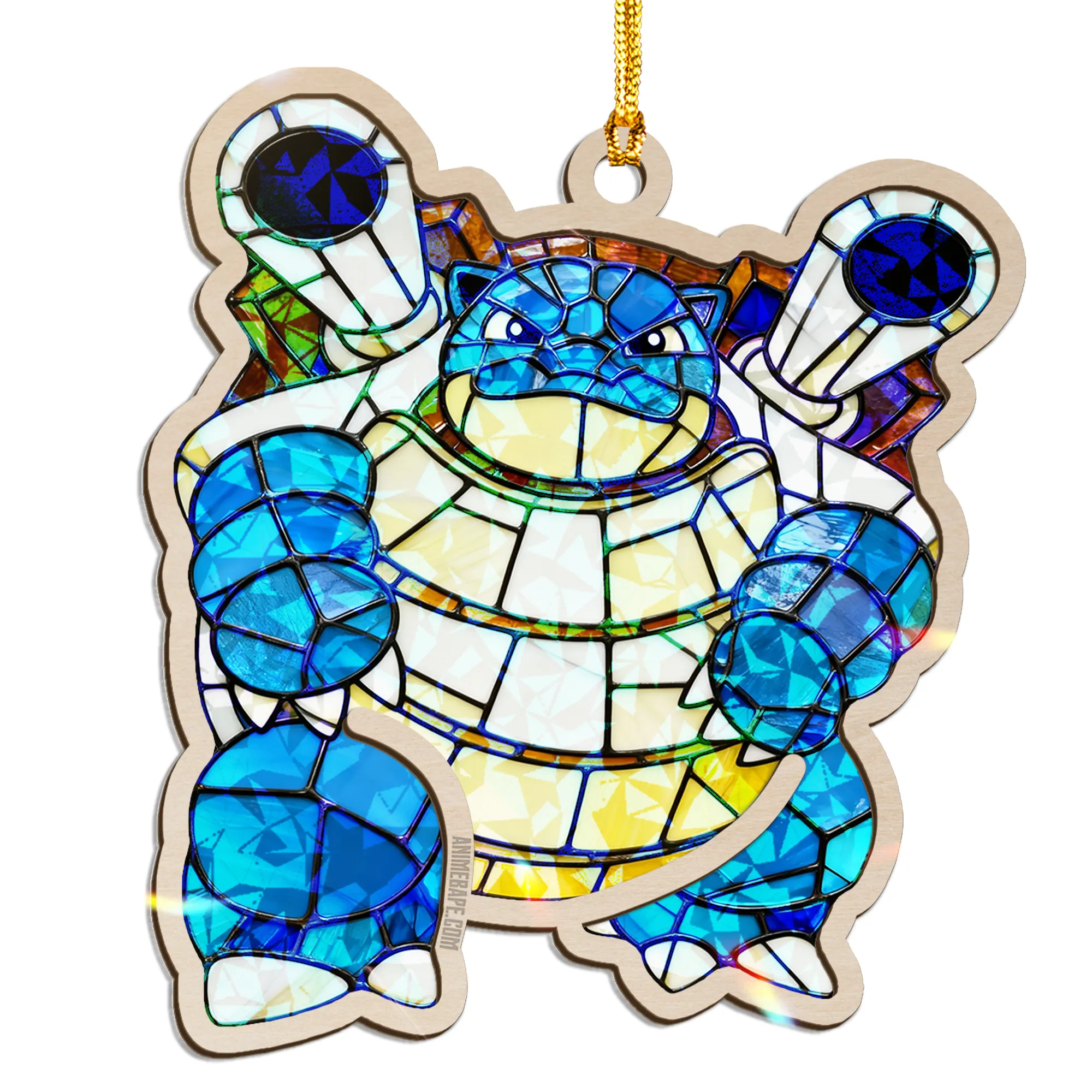 Blastoise Pokemon V2 Wood Shattered Glass Hologram Ornament