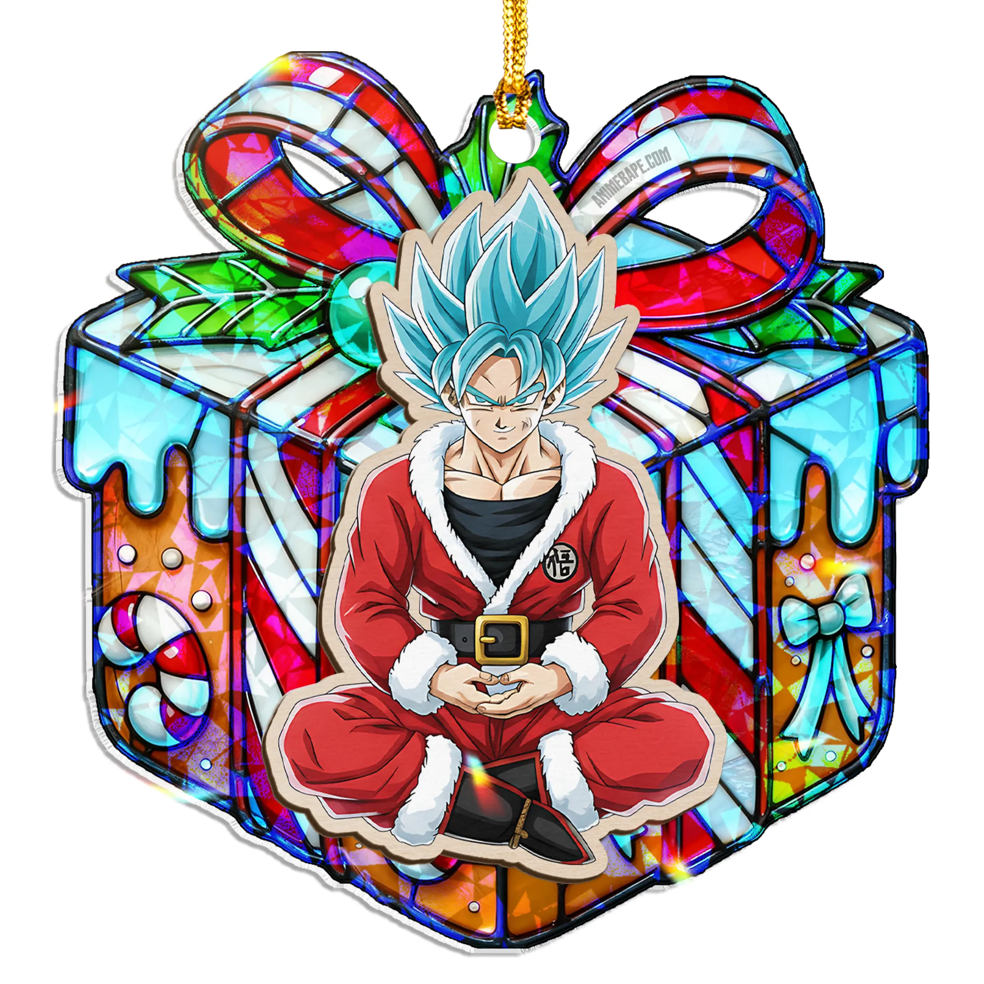 Dragon Ball Son Goku V2 Wood Shattered Glass Hologram Ornament