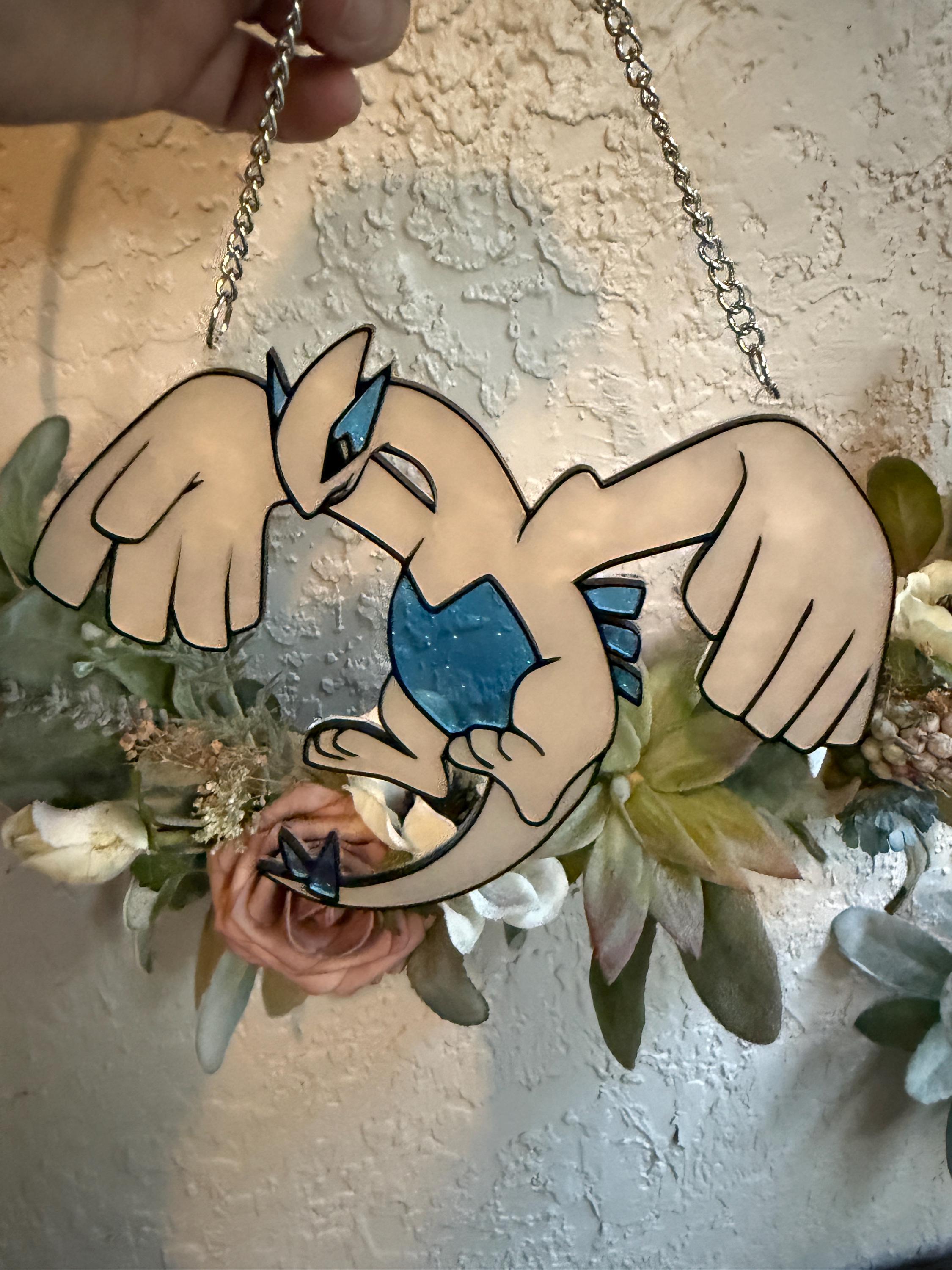 Pokemon Lugia Custom Shape Stained Glass Suncatcher