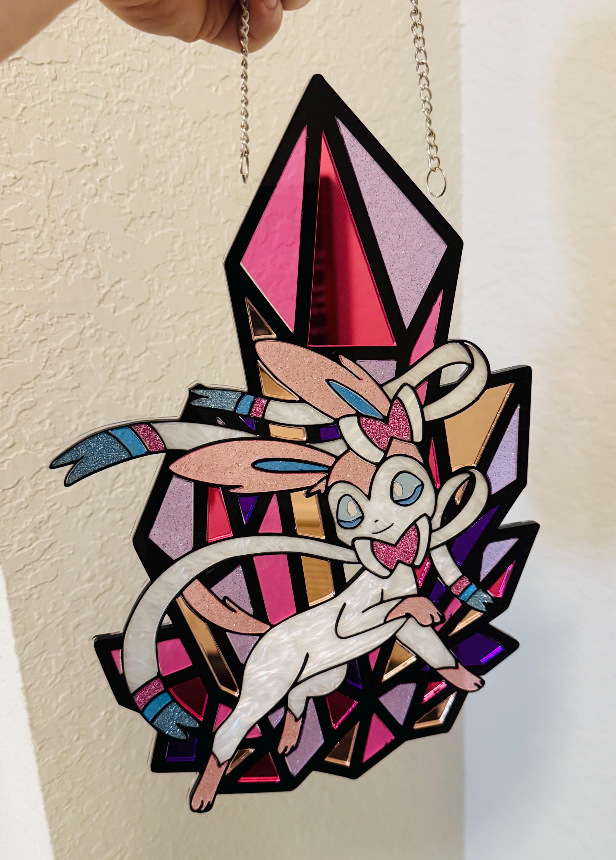 Pokemon Sylveon Custom Shape Stained Glass Suncatcher
