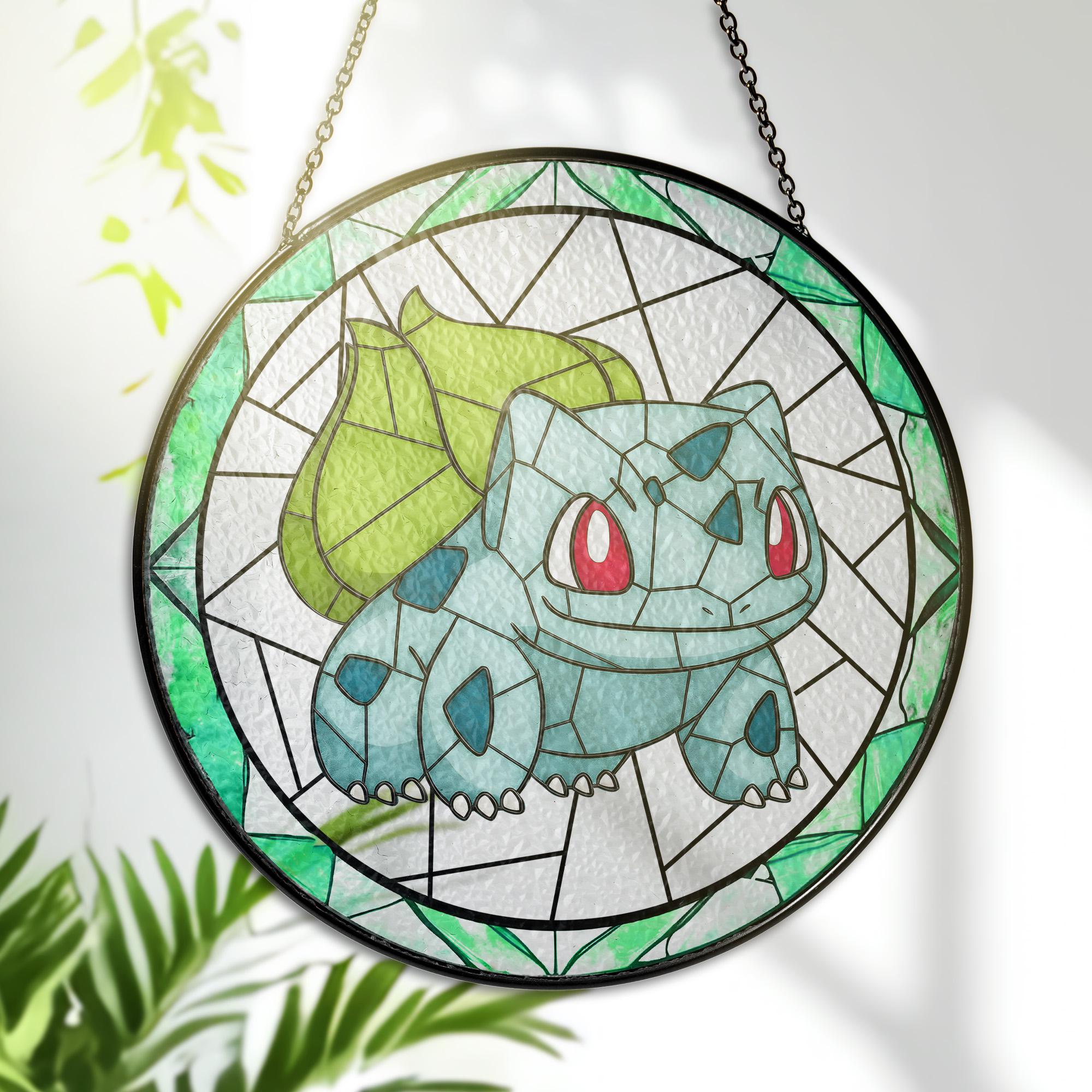 Pokemon Bulbasaur Stained Glass Suncatcher