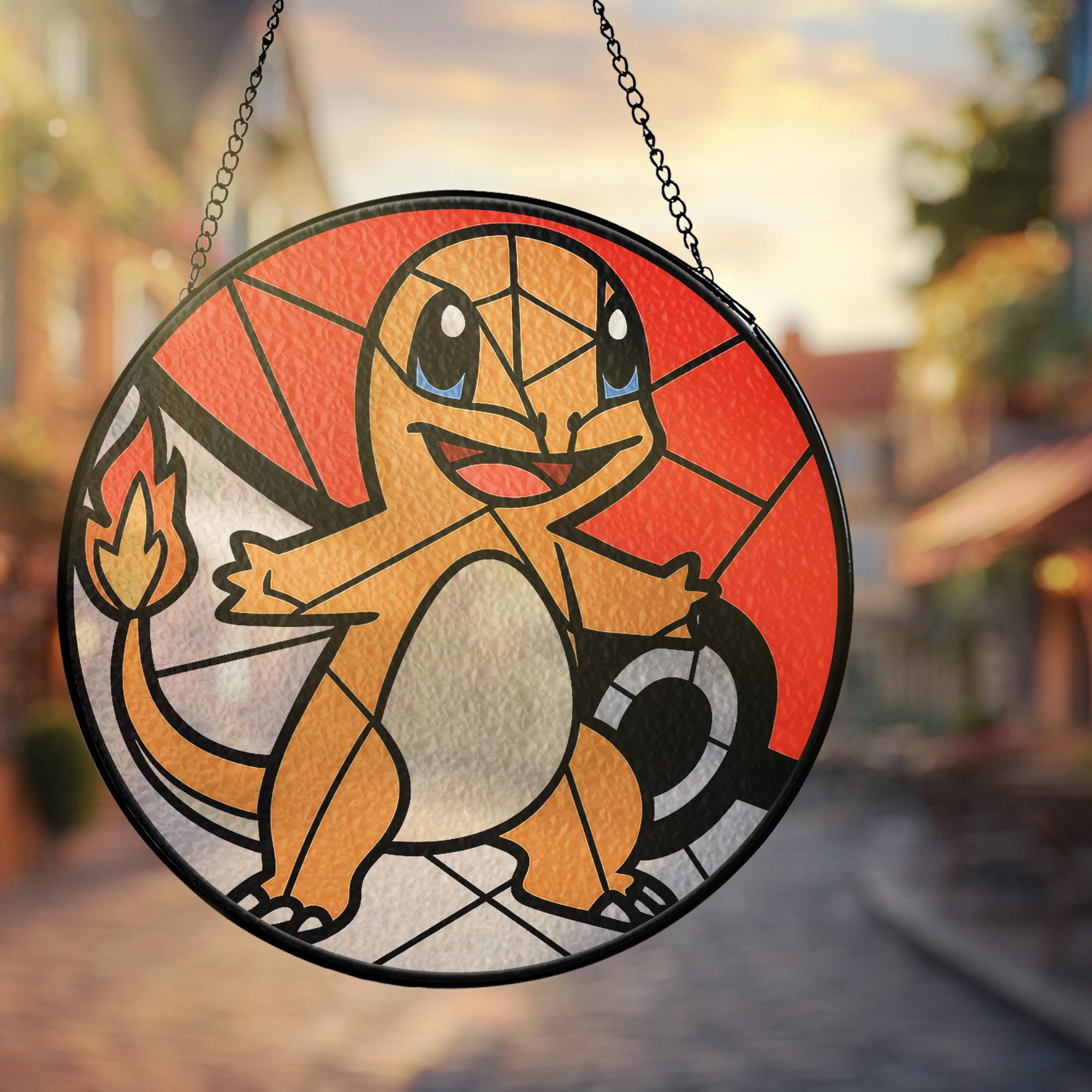 Pokemon Charmander Pokeball Stained Glass Suncatcher - Image 5
