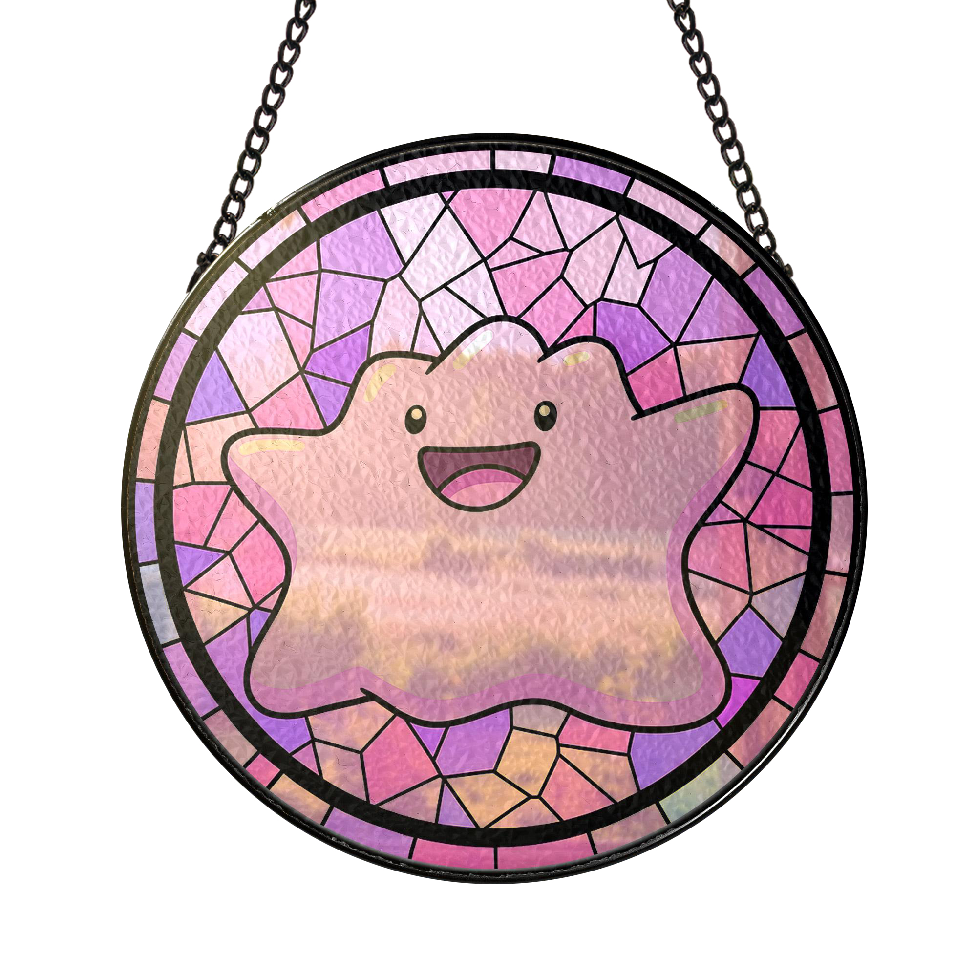 Pokemon Ditto Stained Glass Suncatcher