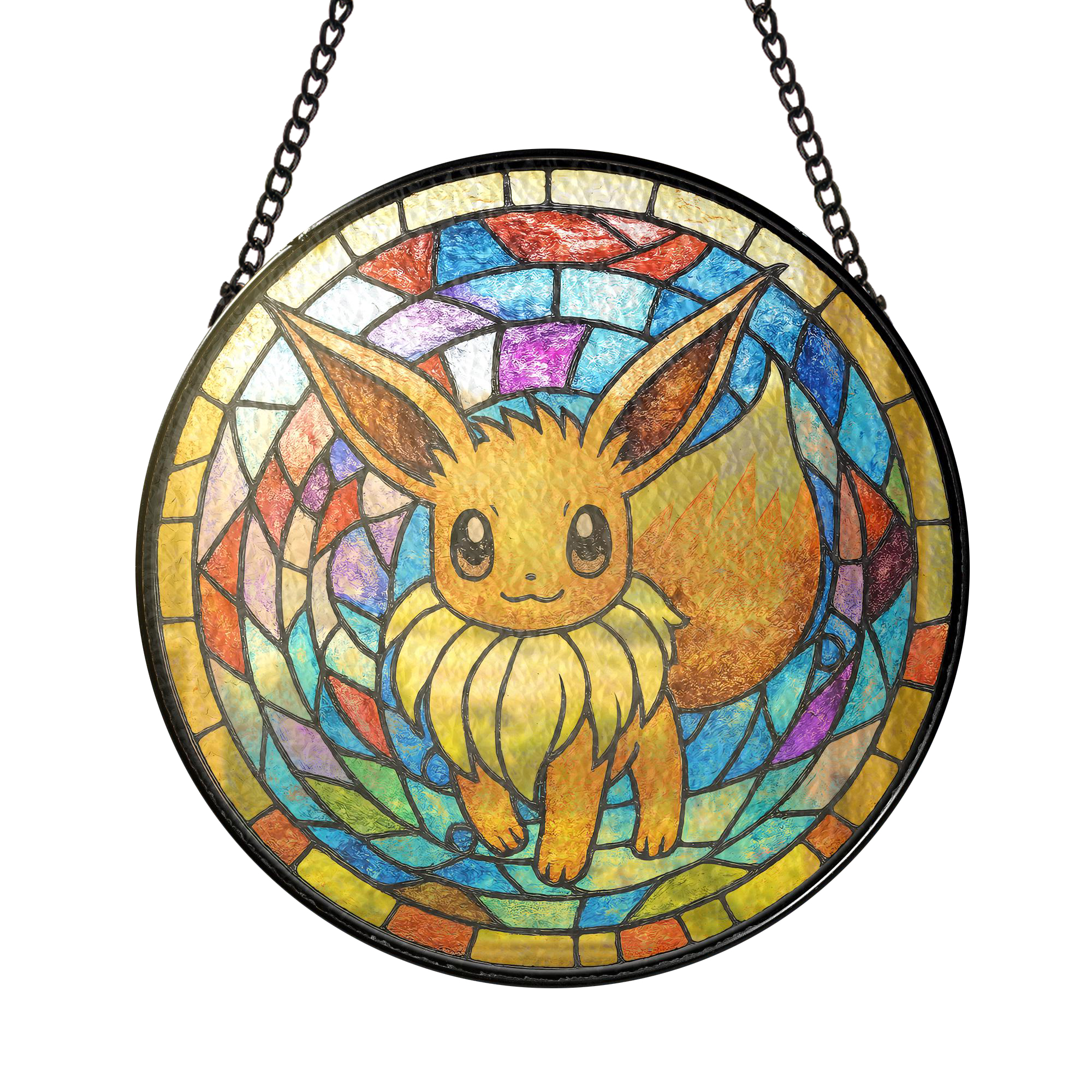 Pokemon Eevee Vibrant Stained Glass Suncatcher