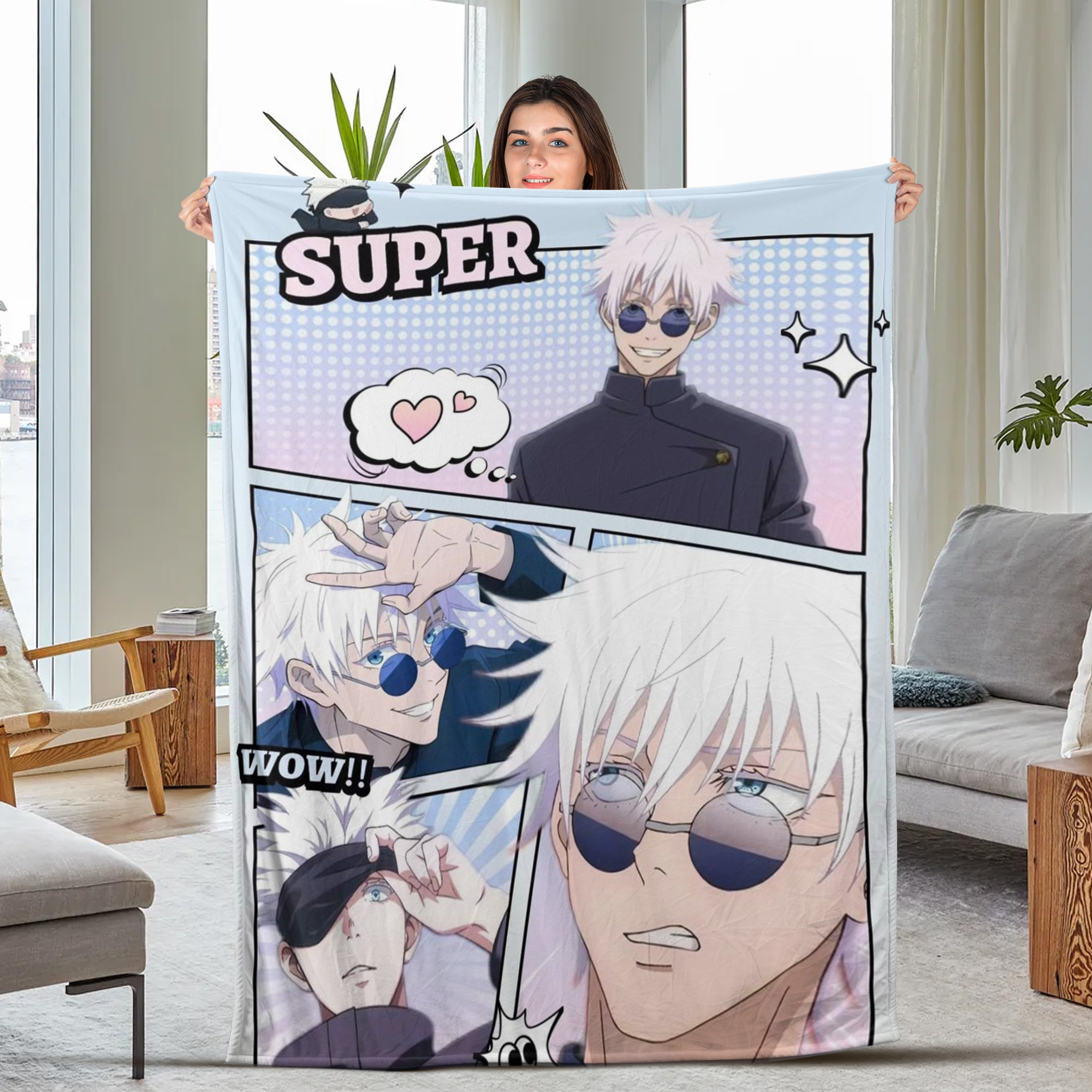 Jujutsu Kaisen Gojo Sensei Comic Panel Blanket