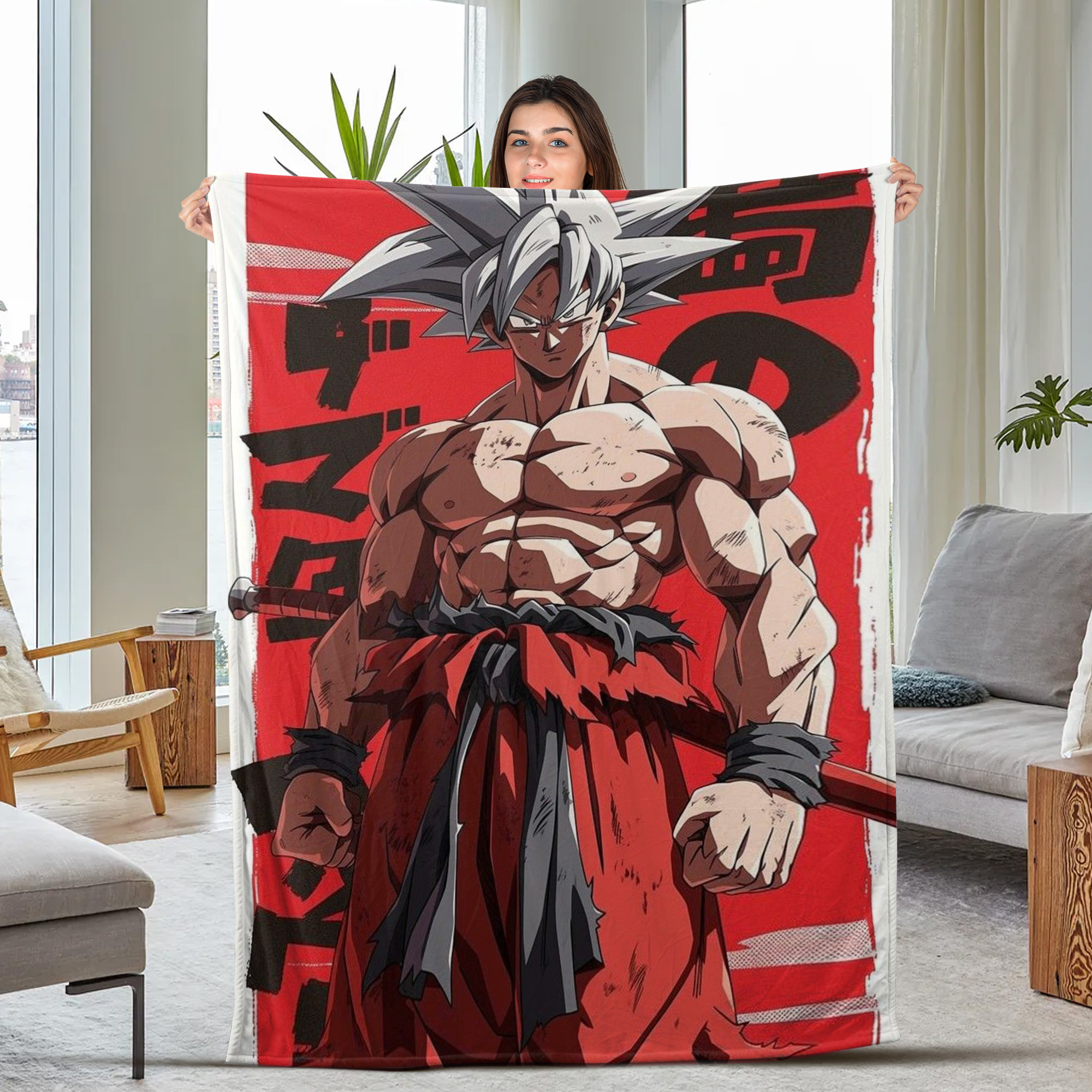 Dragon Ball Super Saiyan White Goku Blanket
