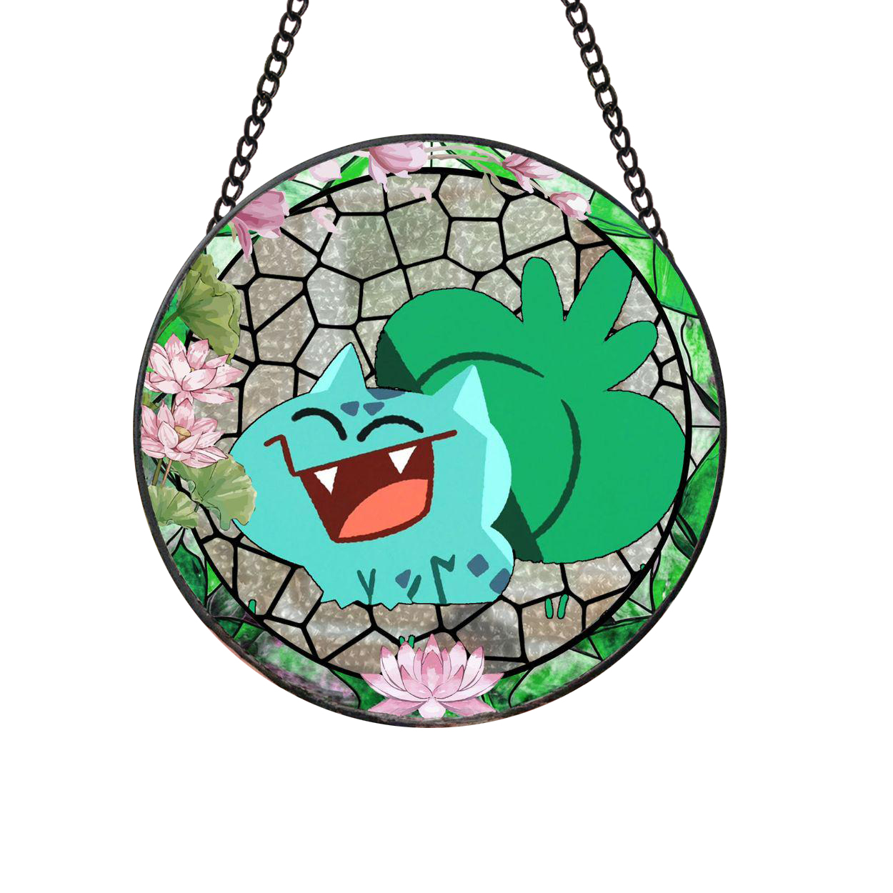 Pokemon Bulbasaur Seasonal Flower Stained Glass Suncatcher Vers 4