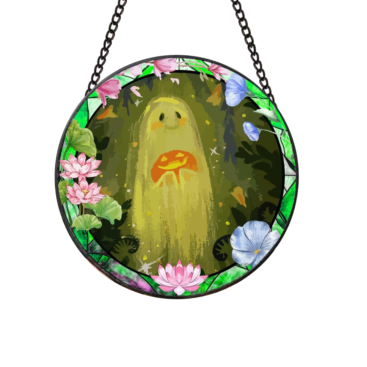 Ghost In The Garden Stained Glass Suncatcher For Decorate Vers 4