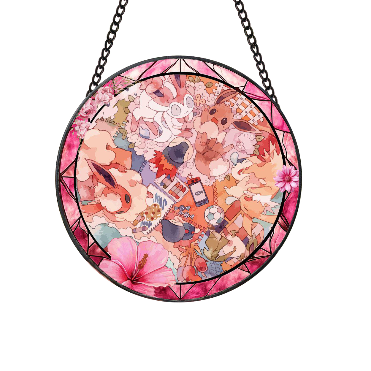 Pokemon Poke Team Fun Cartoonized Stained Glass Suncatcher