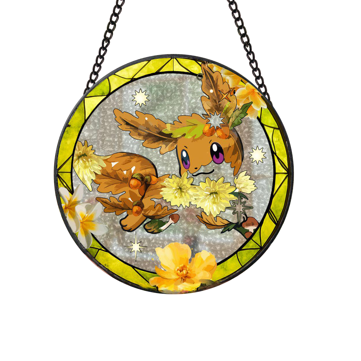 Pokemon Eevee Evolution Eevee Blossom Stained Glass Suncatcher