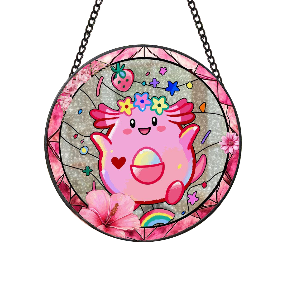 Pokemon Chansey Fun Cartoonized Stained Glass Suncatcher