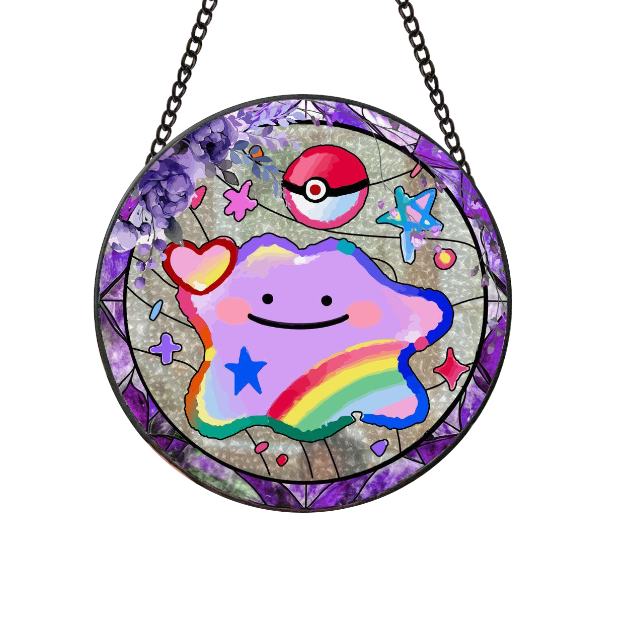 Pokemon Ditto Fun Cartoonized Stained Glass Suncatcher