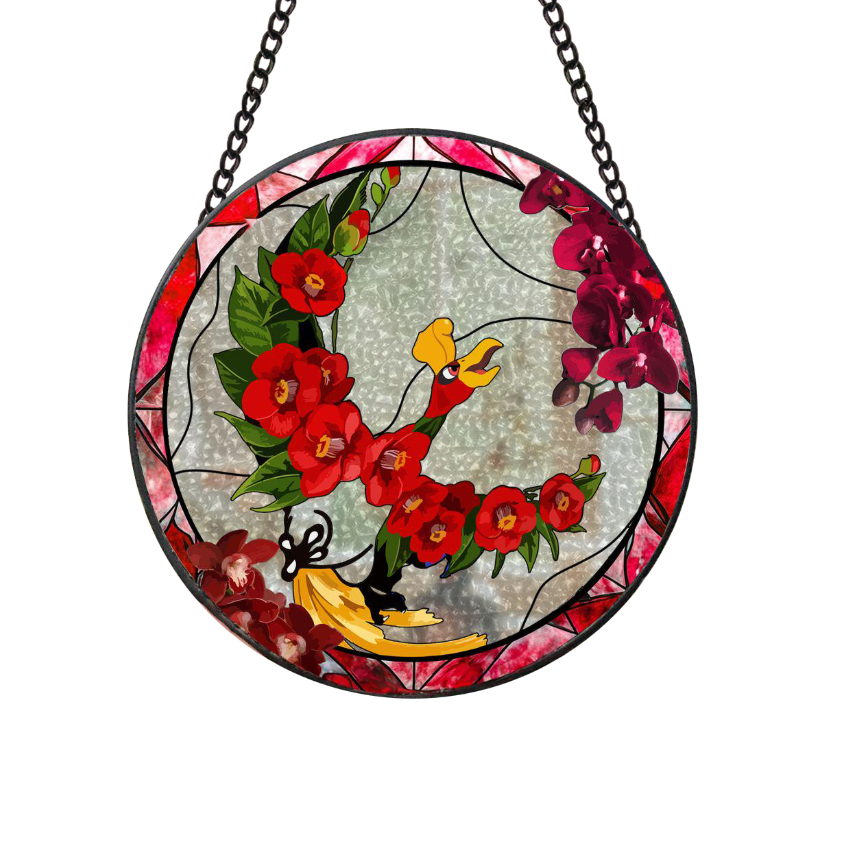 Pokemon Ho-oh  Autumn Blossom Stained Glass Suncatcher