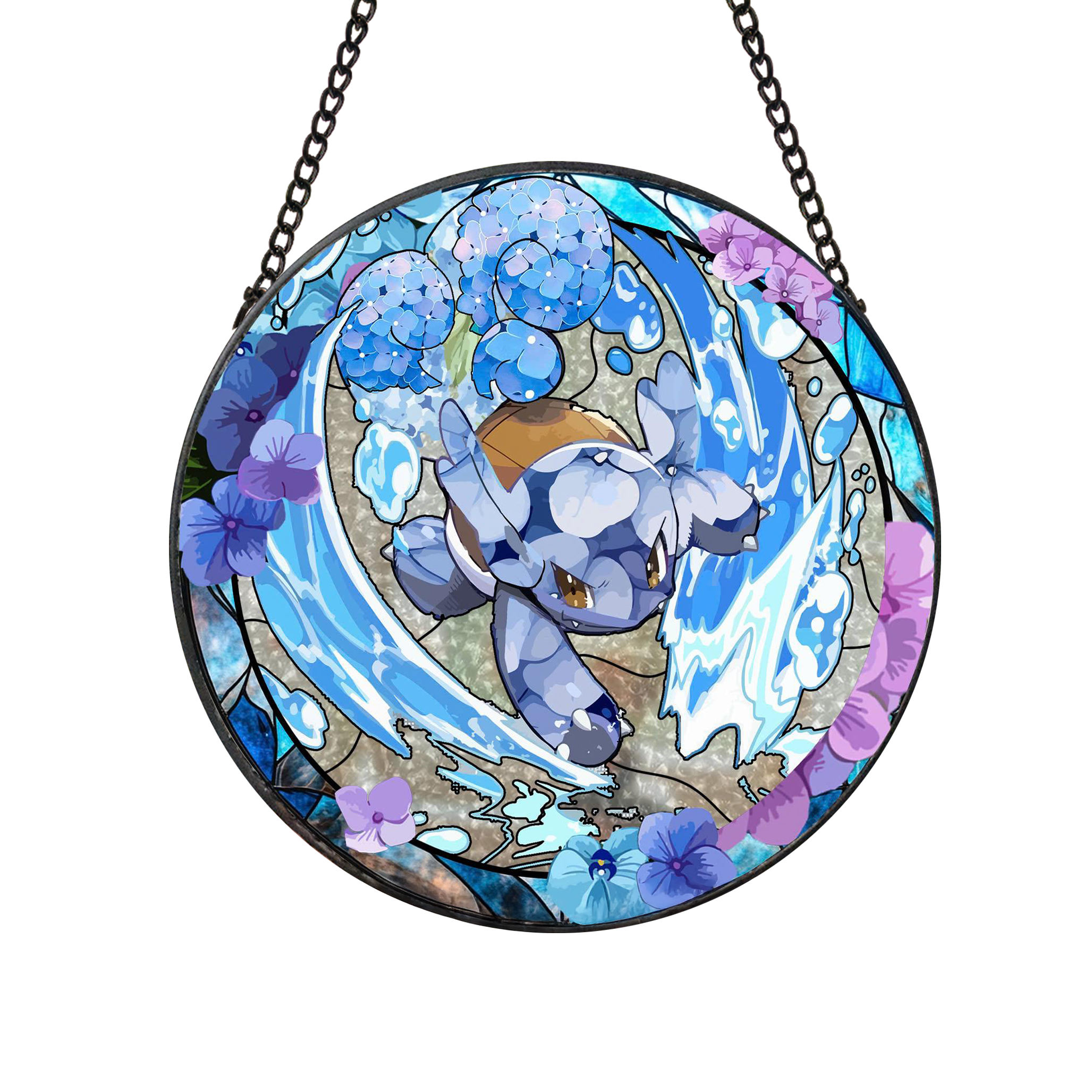 Pokemon Wartortle Autumn Blossom Stained Glass Suncatcher