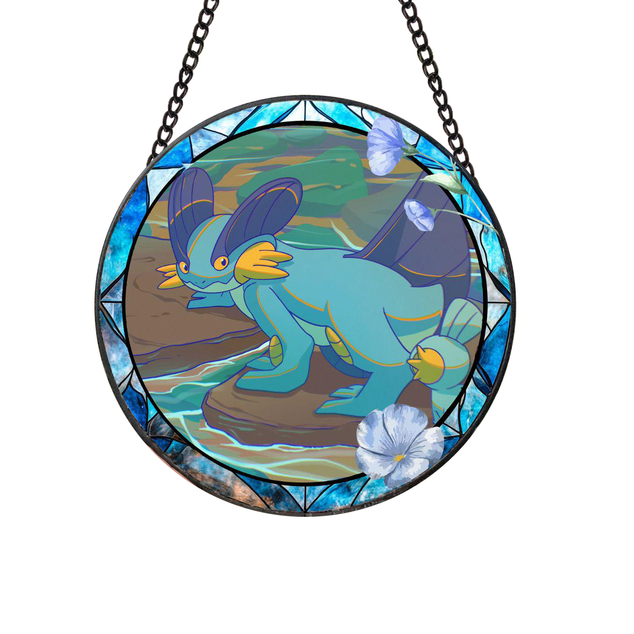 Pokemon Swampert Fun Cartoonized Stained Glass Suncatcher