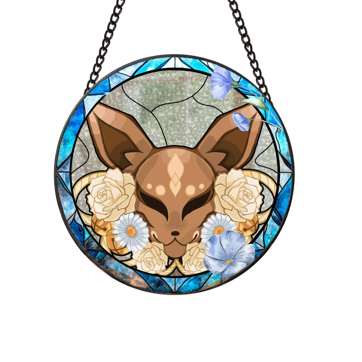 Pokemon Eevee Evolution Mythic Eevee Stained Glass Suncatcher