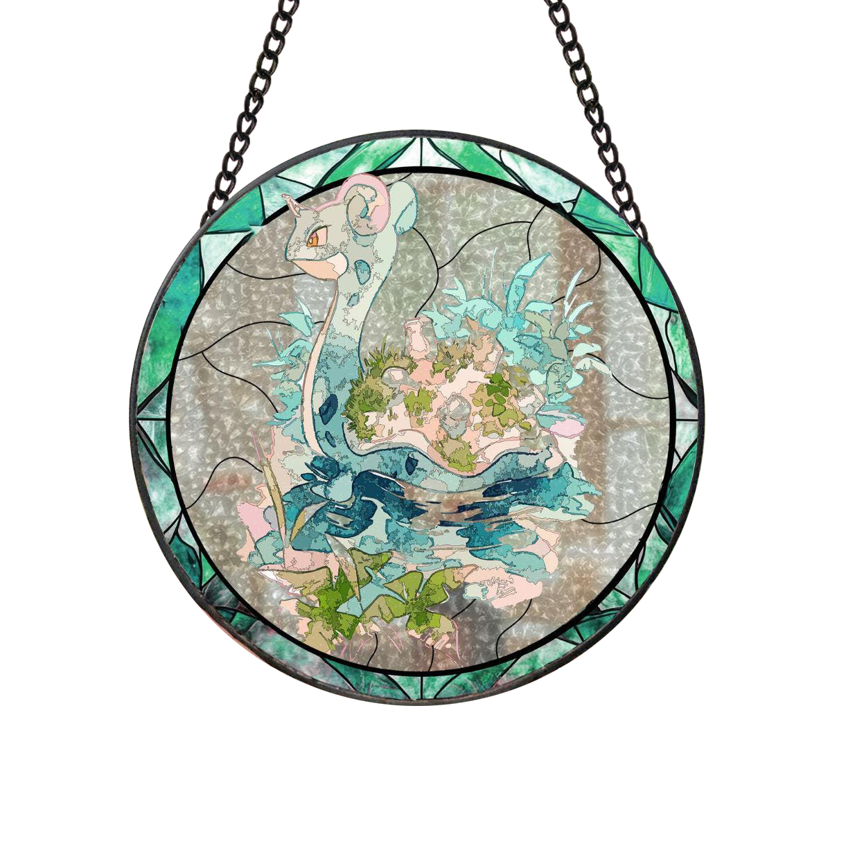 Pokemon Lapras Fun Cartoonized Stained Glass Suncatcher