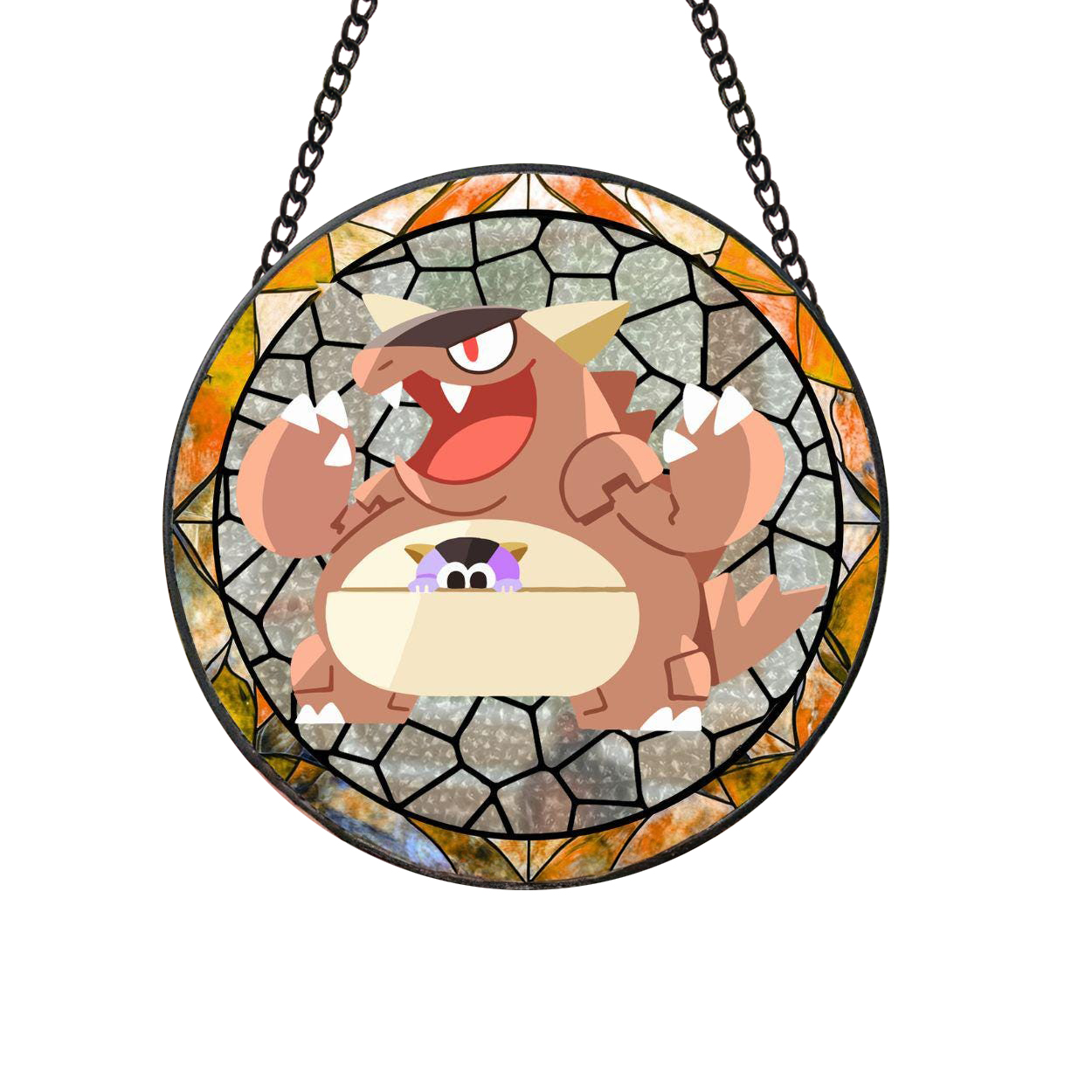 Pokemon Kangaskhan Fun Cartoonized Stained Glass Suncatcher
