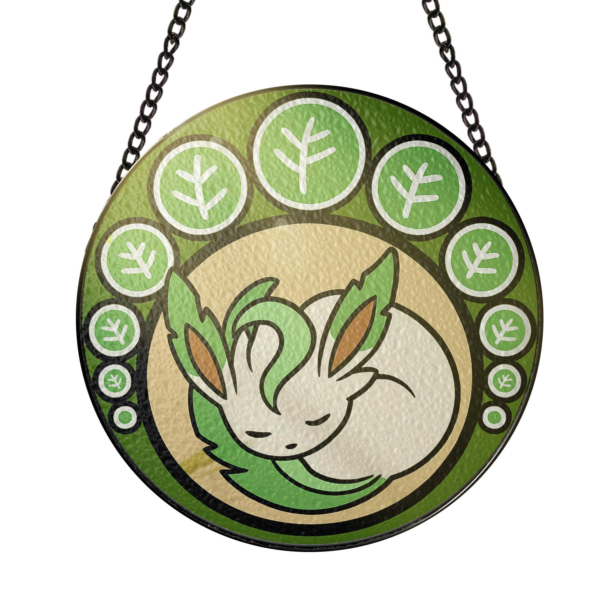 Pokemon Chibi Leafeon Stained Glass Suncatcher