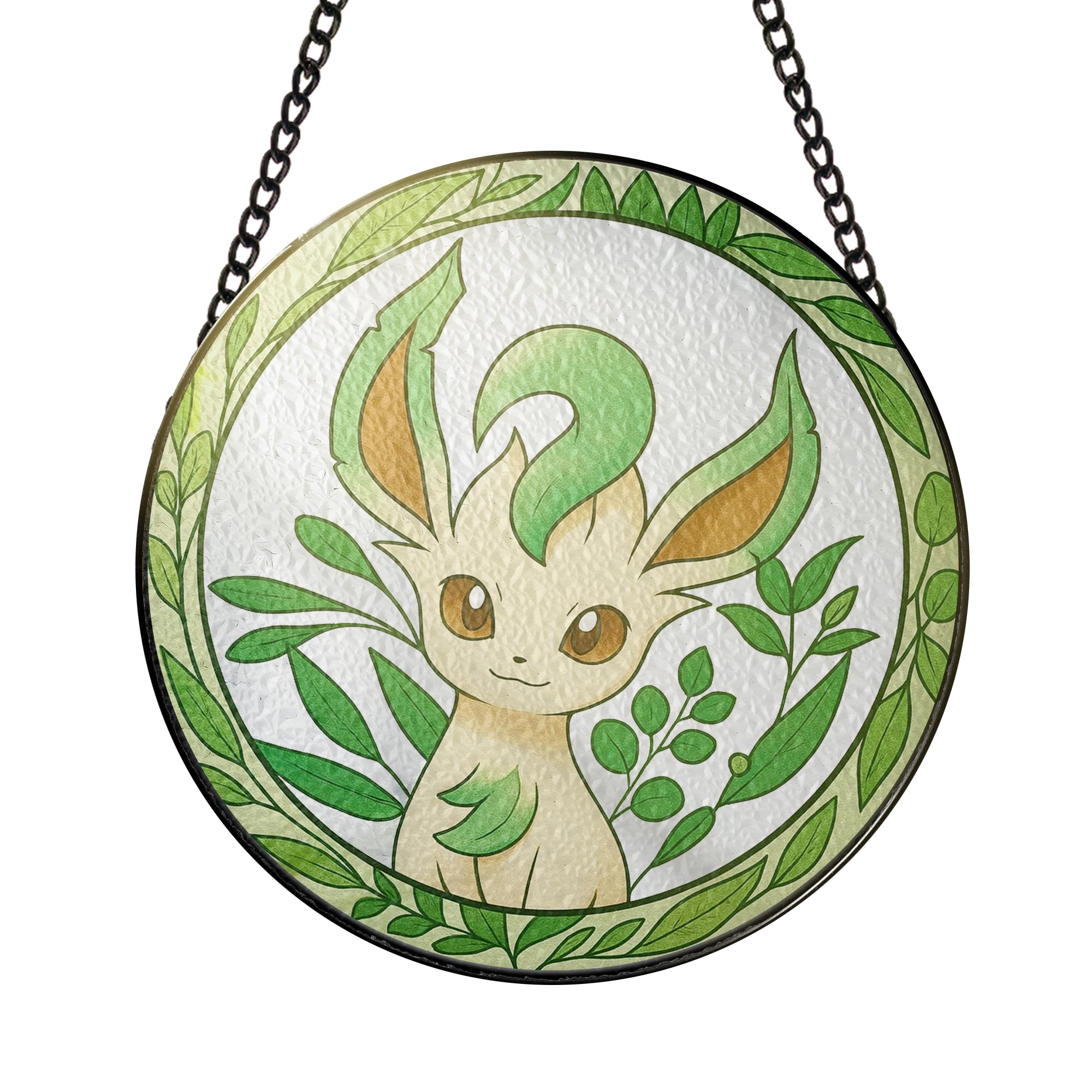 Pokemon Leafeon Stained Glass Suncatcher