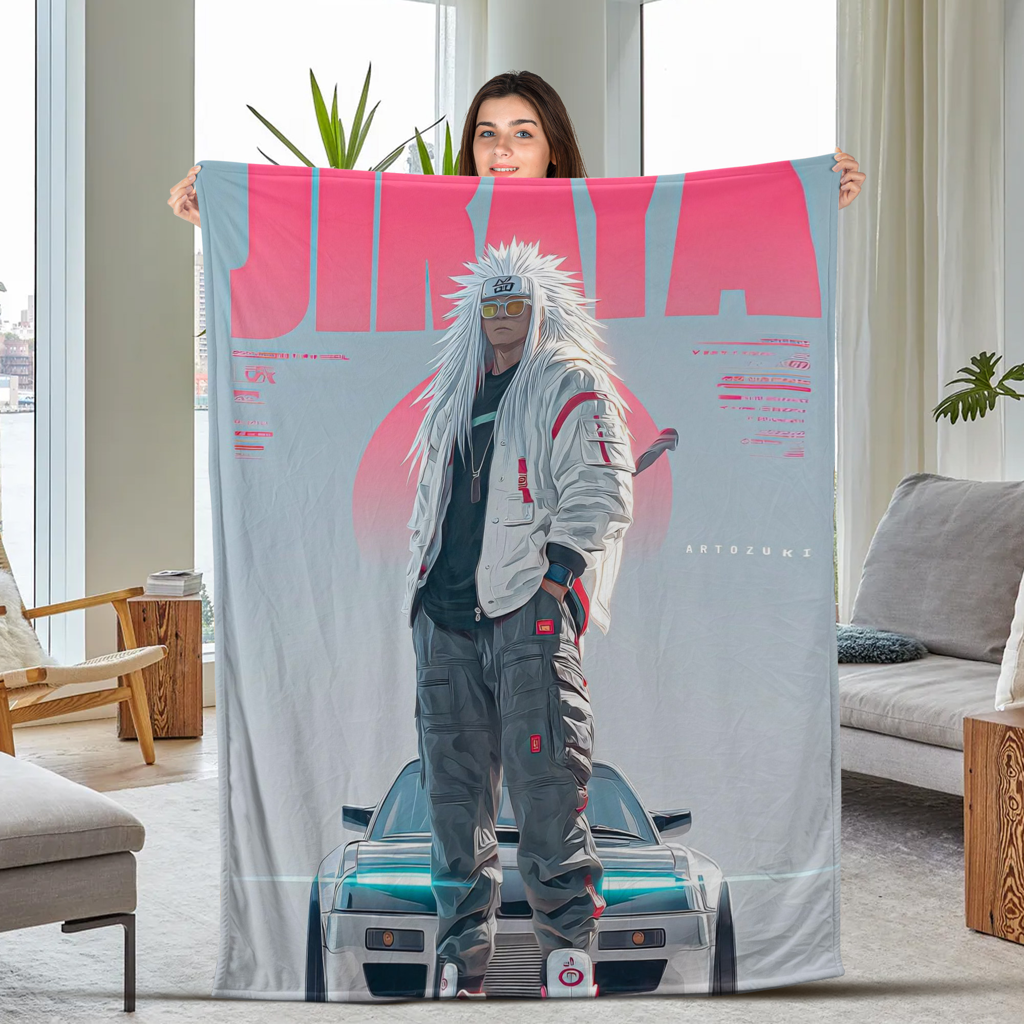 Naruto Futuristic Jiraiya Art Blanket