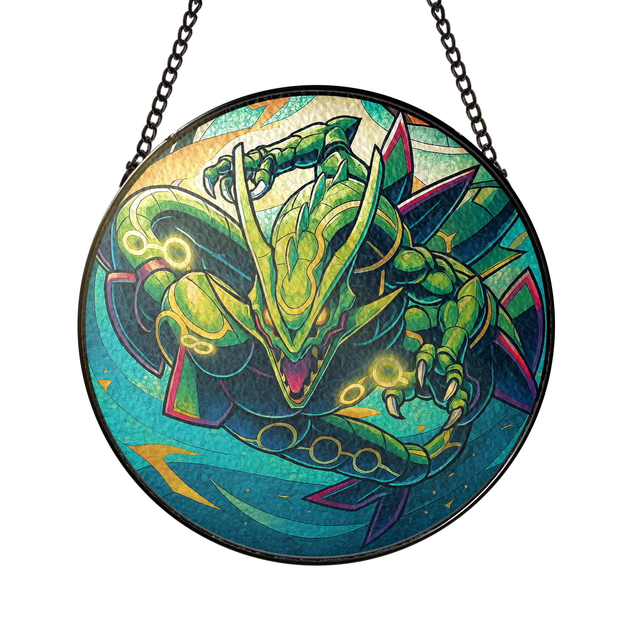 Pokemon Rayquaza The Sky High Pokemon Stained Glass Suncatcher