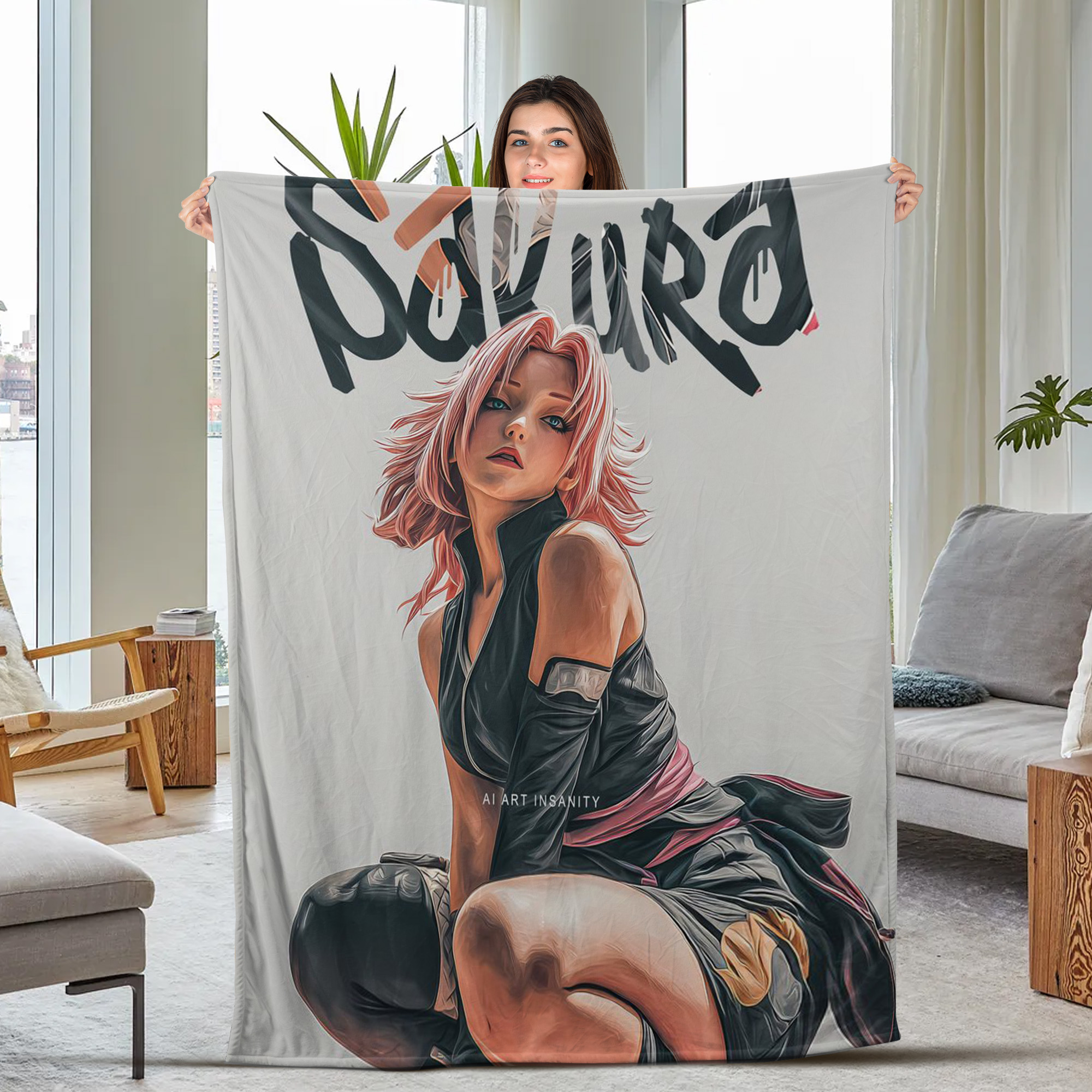 Naruto Waifurised Sakura Blanket