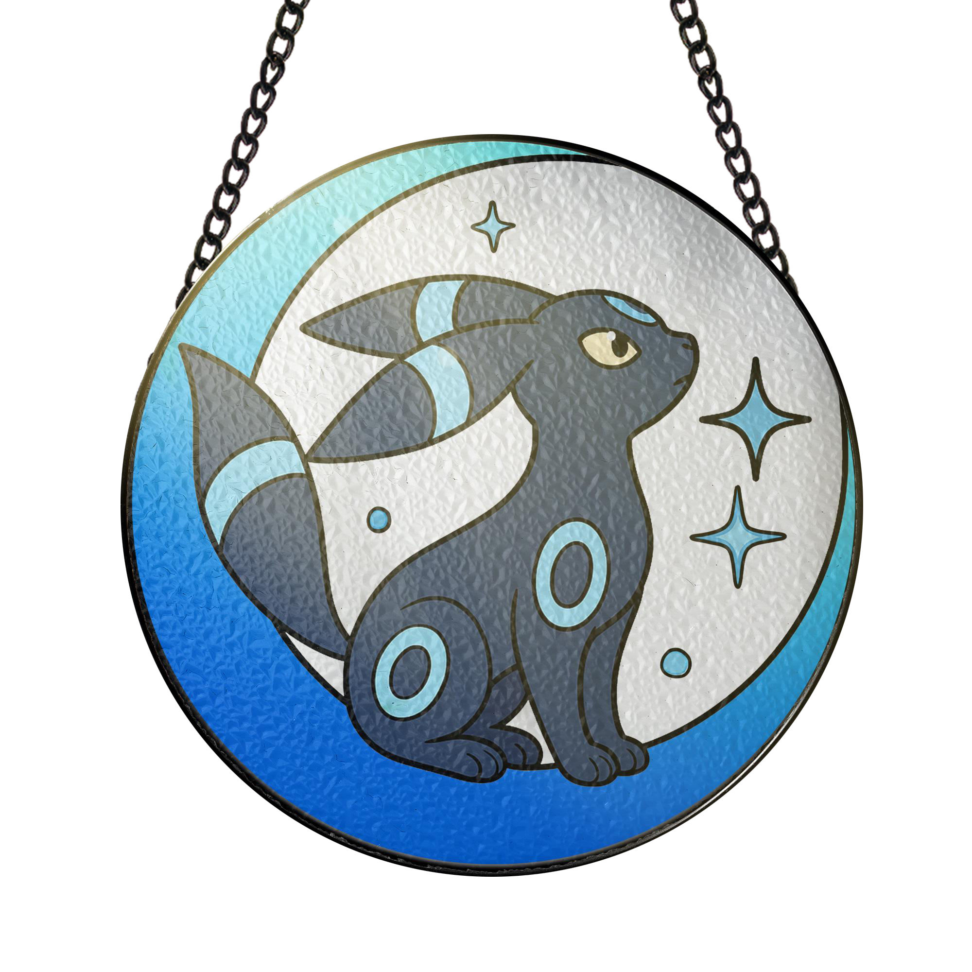 Pokemon Shiny Umbreon Crescent Moon Stained Glass Suncatcher
