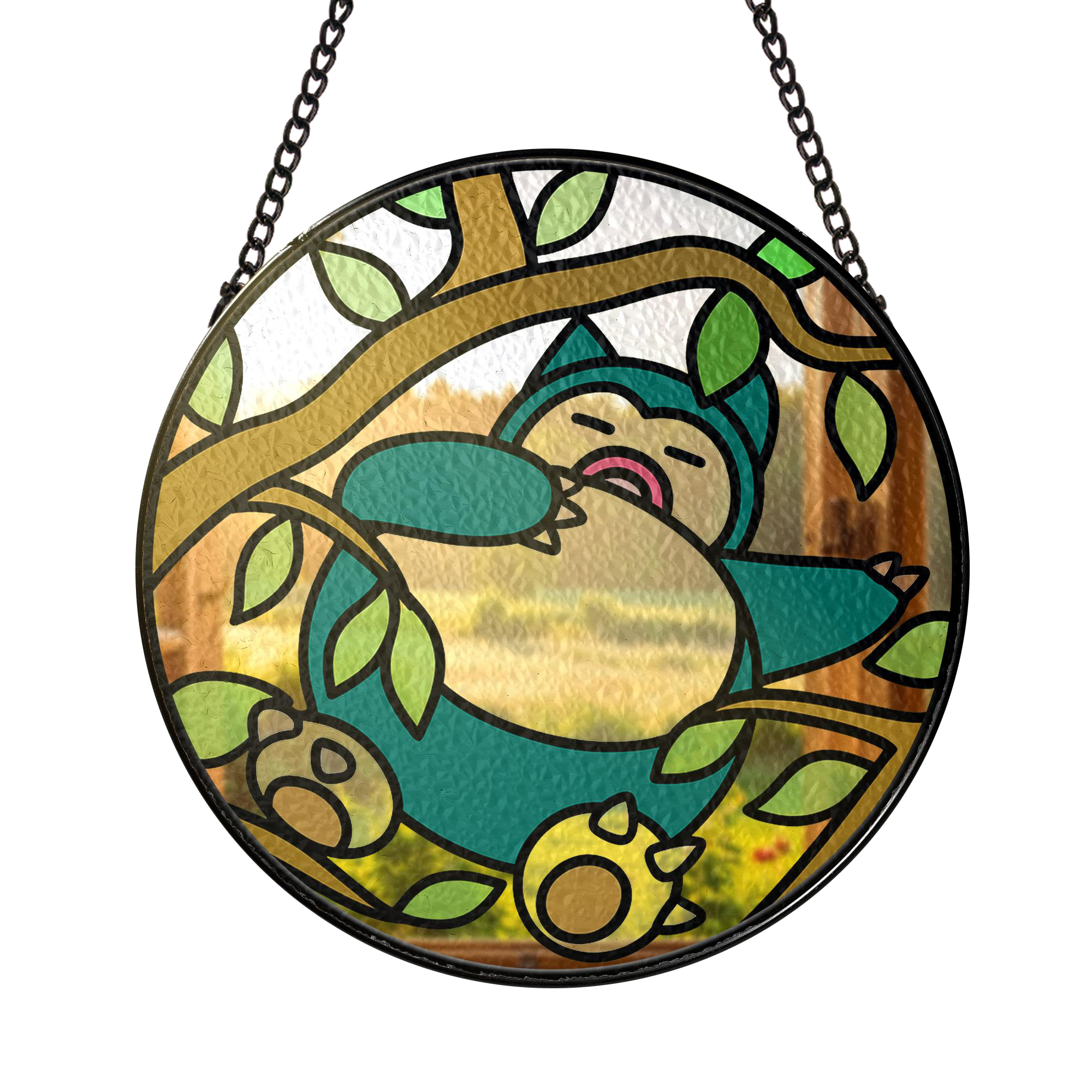 Pokemon Snorlax The Lazy Pokemon Stained Glass Suncatcher Round