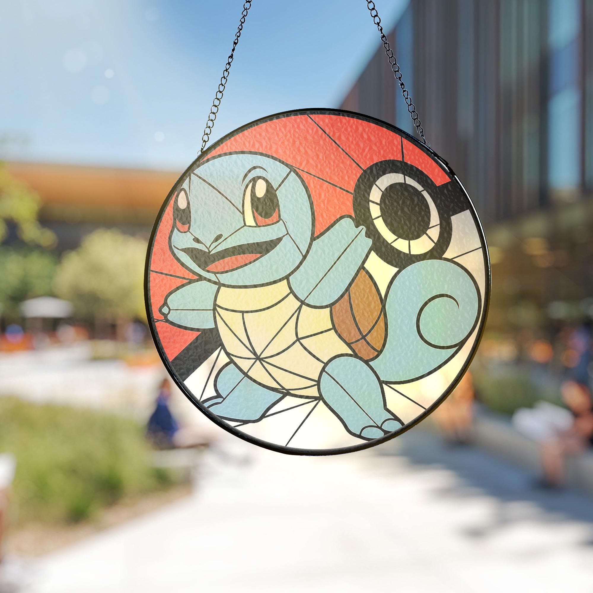 Pokemon Squirtle Pokeball Stained Glass Suncatcher - Image 3