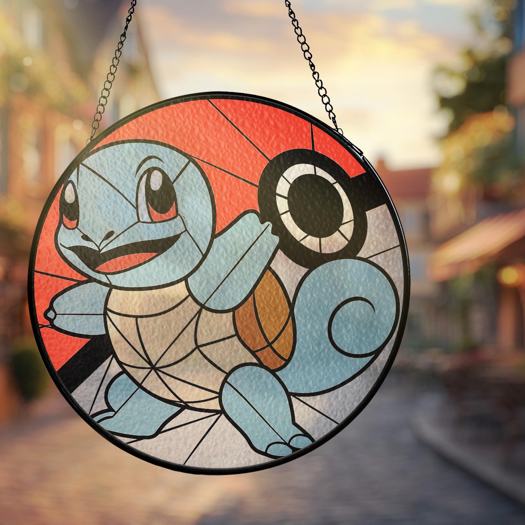 Pokemon Squirtle Pokeball Stained Glass Suncatcher - Image 5