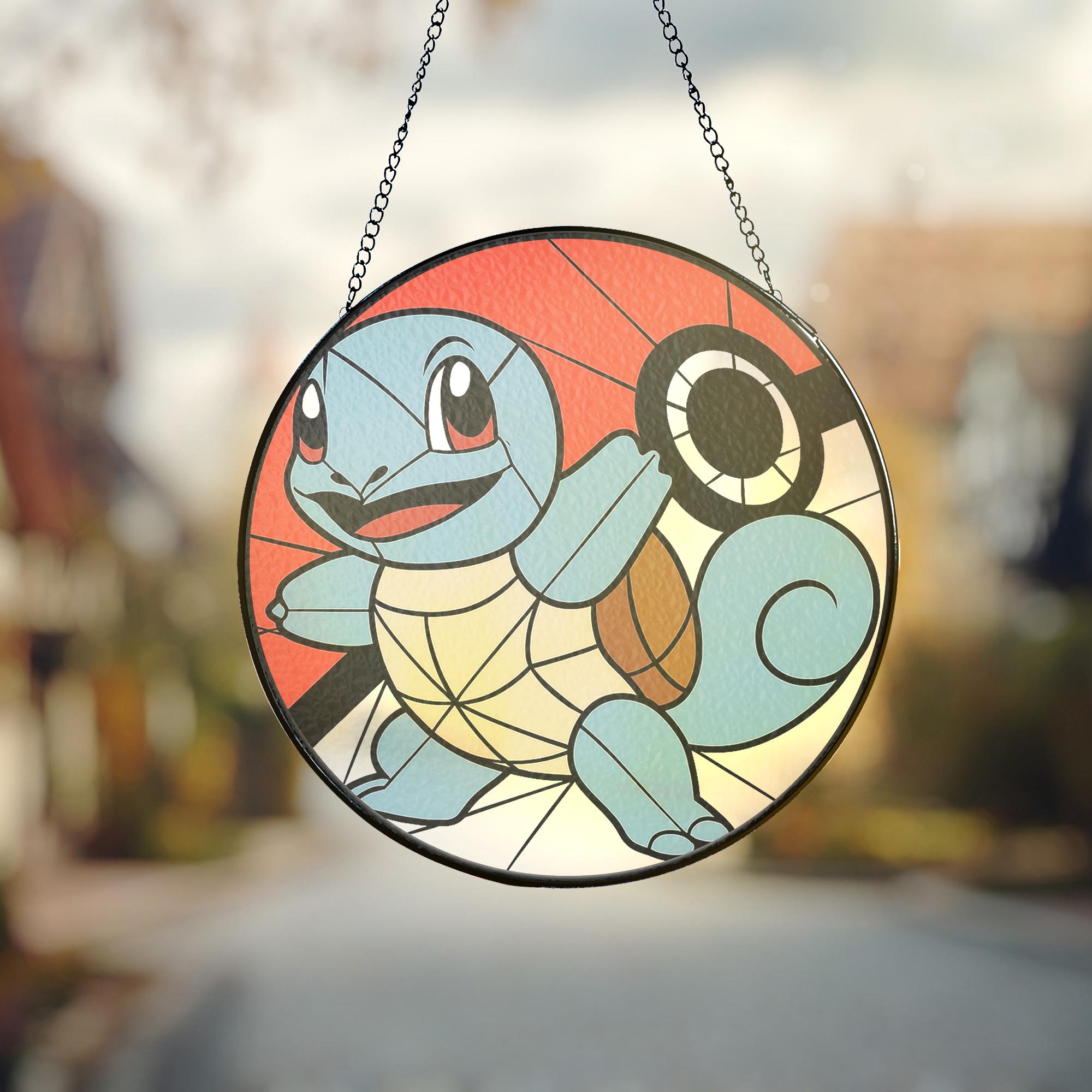 Pokemon Squirtle Pokeball Stained Glass Suncatcher - Image 6