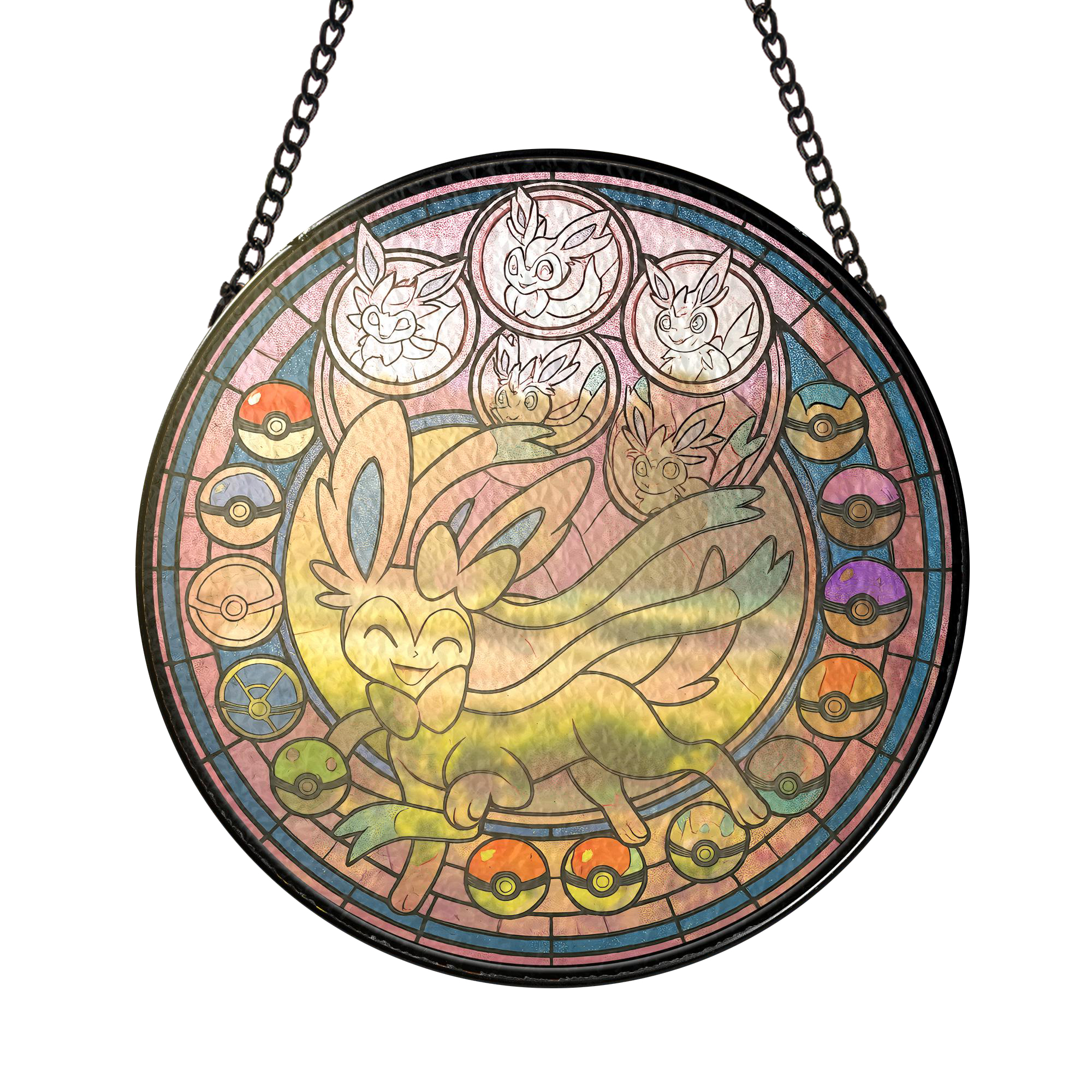 Pokemon Sylveon Fairy Type Stained Glass Suncatcher