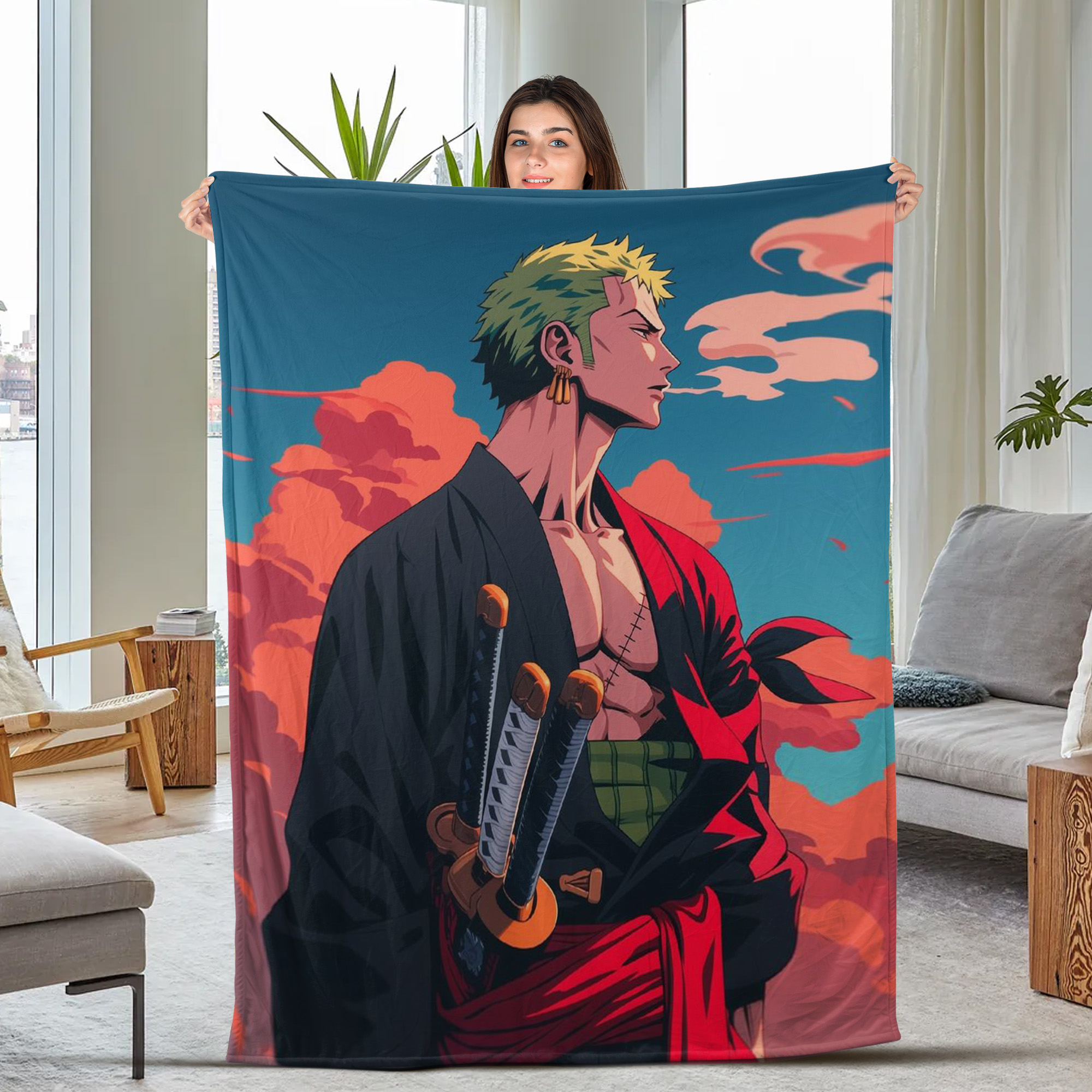 One Piece Roronoa Zoro Vintage Style Blanket