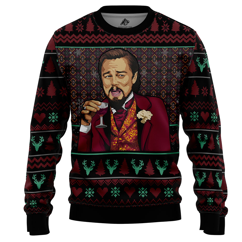 1 Laughing Leo DiCaprio Meme v2 Ugly Christmas Sweater - Image 1