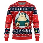 All is Calm All Bright Snorlax Pokemon v2 Ugly Christmas Sweater kid