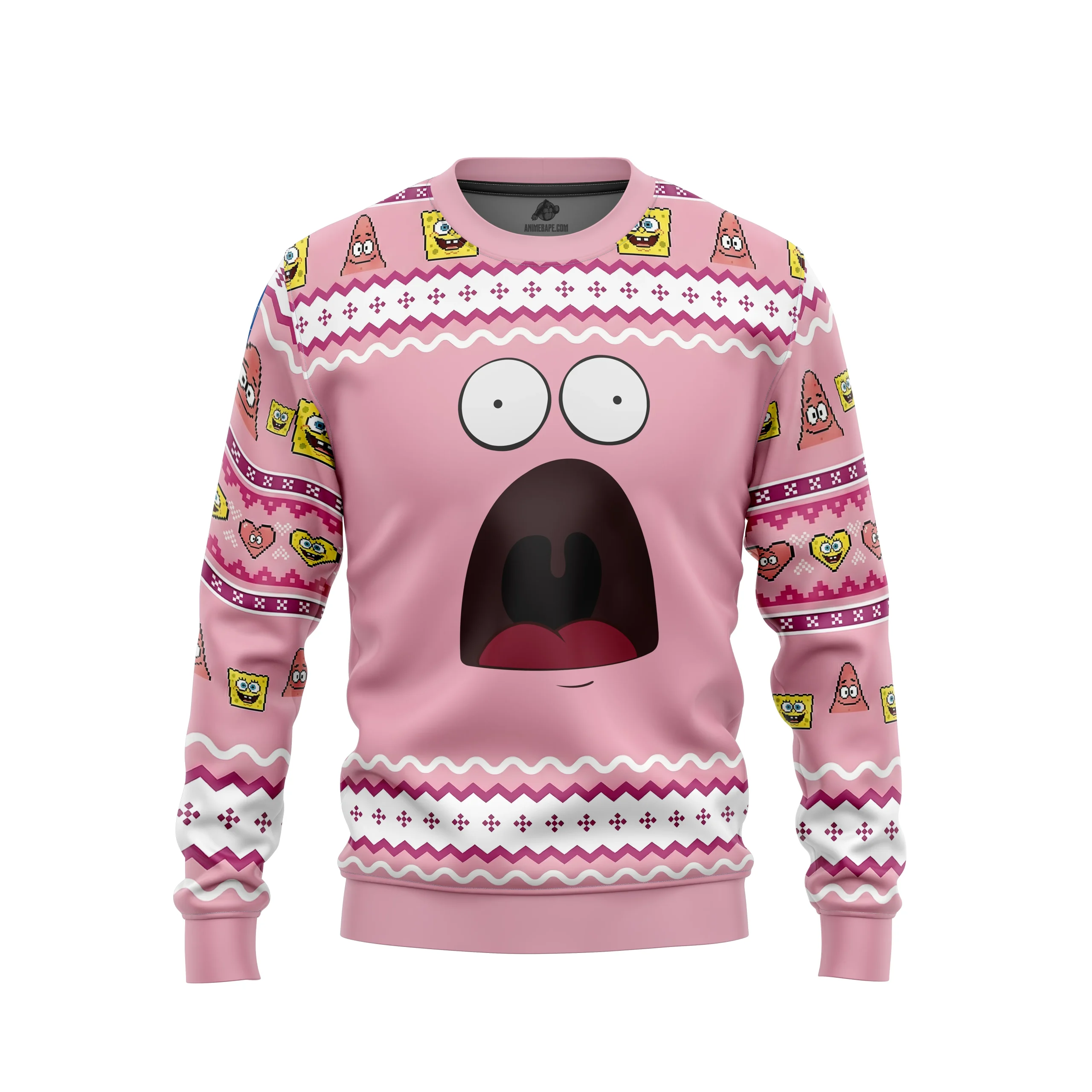 1 Patrick Star SpongeBob SquarePants V2 Ugly Christmas Sweater – Fun Thanksgiving Gift Idea mockup copy Patrick Star SpongeBob SquarePants V2 Ugly Christmas Sweater – Fun Thanksgiving Gift Idea - Image 1