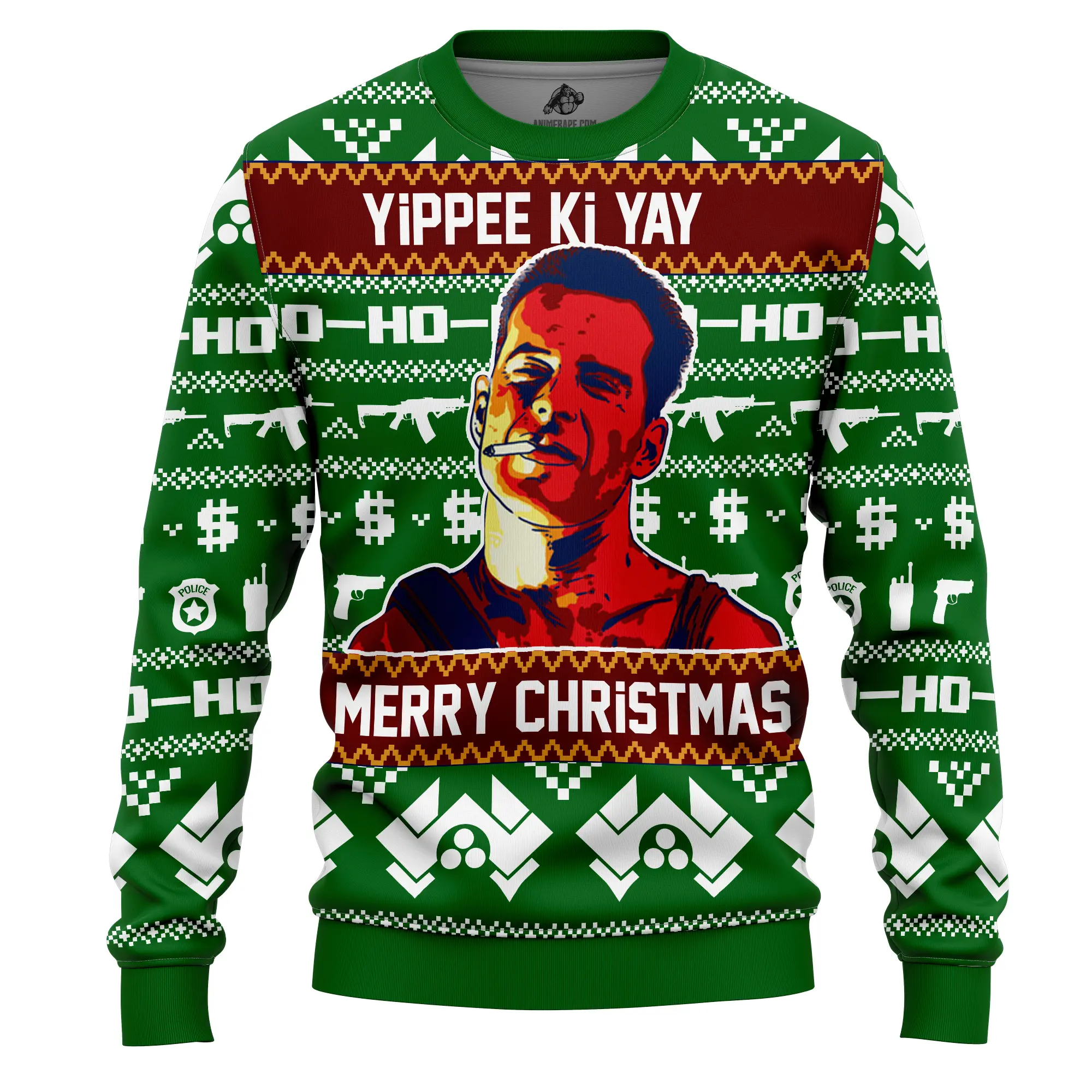 1 Yippee Ki Yay Die Hard V2 Ugly Christmas Sweater mockup copy Yippee Ki Yay Die Hard V2 Ugly Christmas Sweater - Image 1