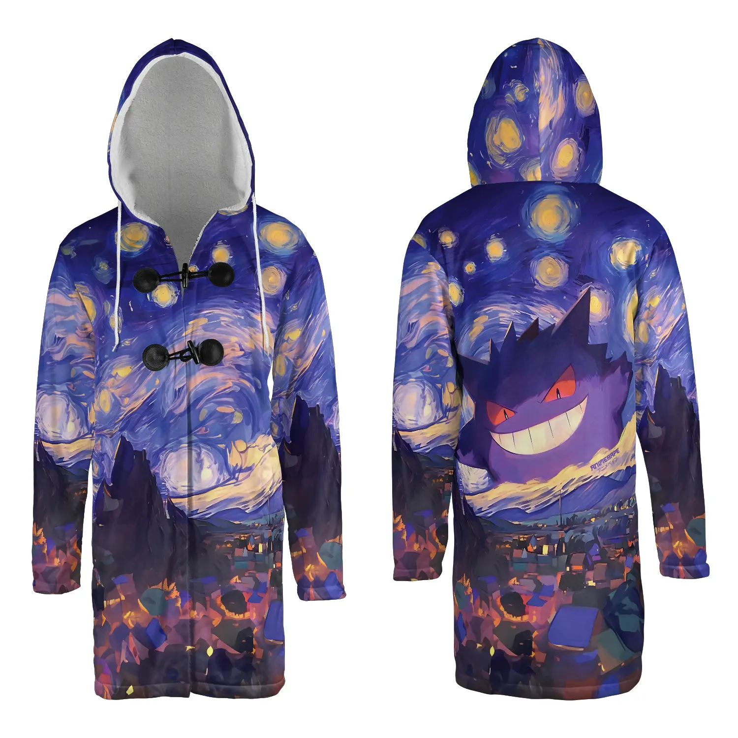 3 Gengar Pokemon V2 Hooded Cloak Coats copy Pokemon Gengar Starry Night Inspired Hooded Cloak Coats - Image 1