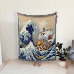 The Thousand Sunny One Piece Anime The Great Wave Art Tapestry Blanket Bedspread - Image 2