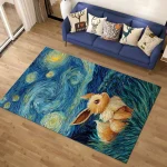 Starry Night Rug, Character Van Gogh Rug, Fan Gift , Monster Art, Console Game Mat, Yellow Swirl Decor Rectangle Rug