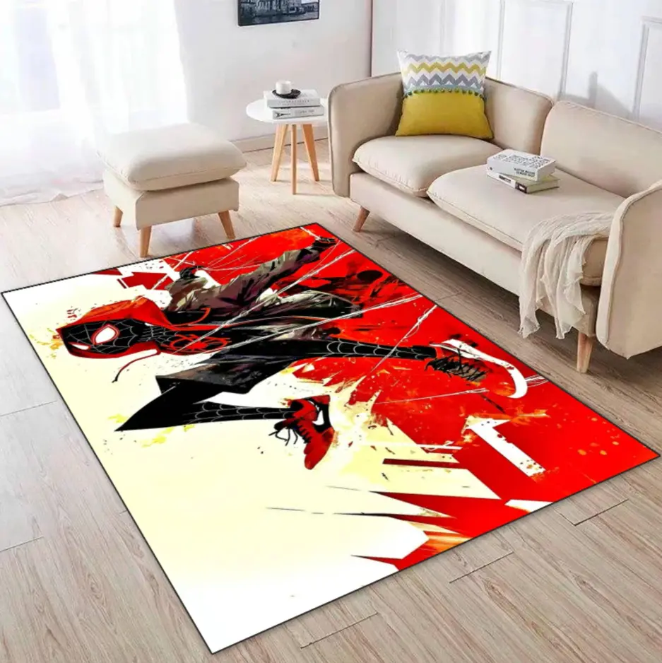 Urban Hero Action Rug, Red and Black Super Mask Rectangle Rug Urban Hero Action Rug, Red and Black Super Mask Rectangle Rug - Image 1