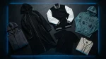 Flat-lay of Bleach shirt and merch including captain cloak coats, varsity jacket, vintage tee, hoodie, and jersey