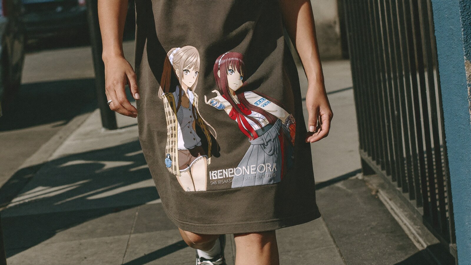 Anime-inspired embroidery products styled in a natural daylight scene